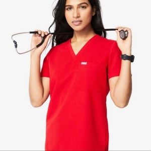 FIGS Icons Collection Catarina Red Scrub Top